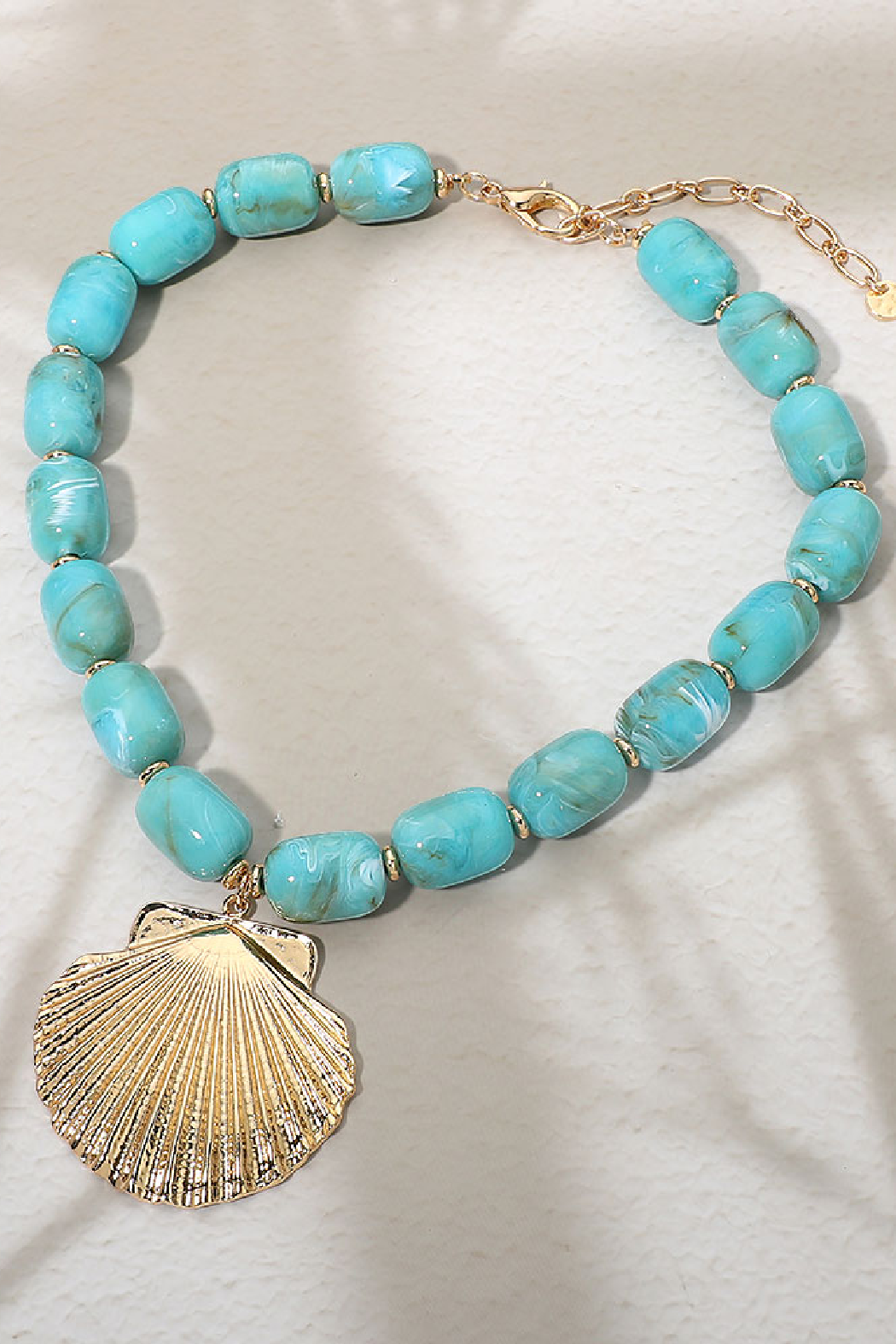 Turquoise Bead and Shell Necklace
