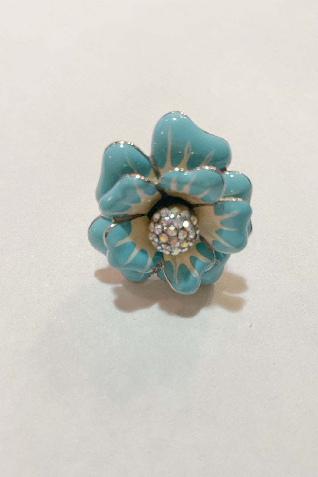Turquoise and Cz Flower Ring