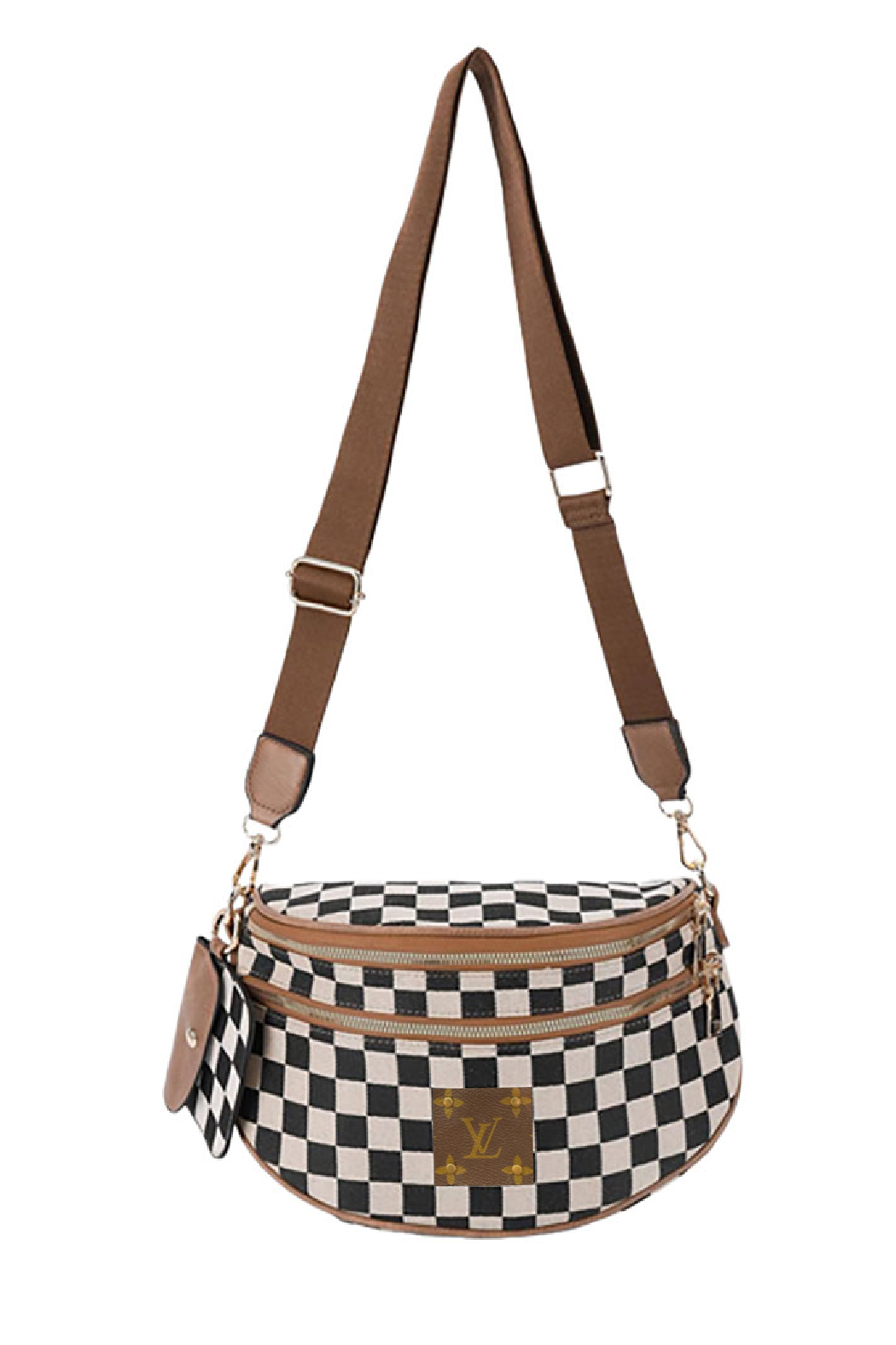 Upcycled Checker Sling Crossbody Bag