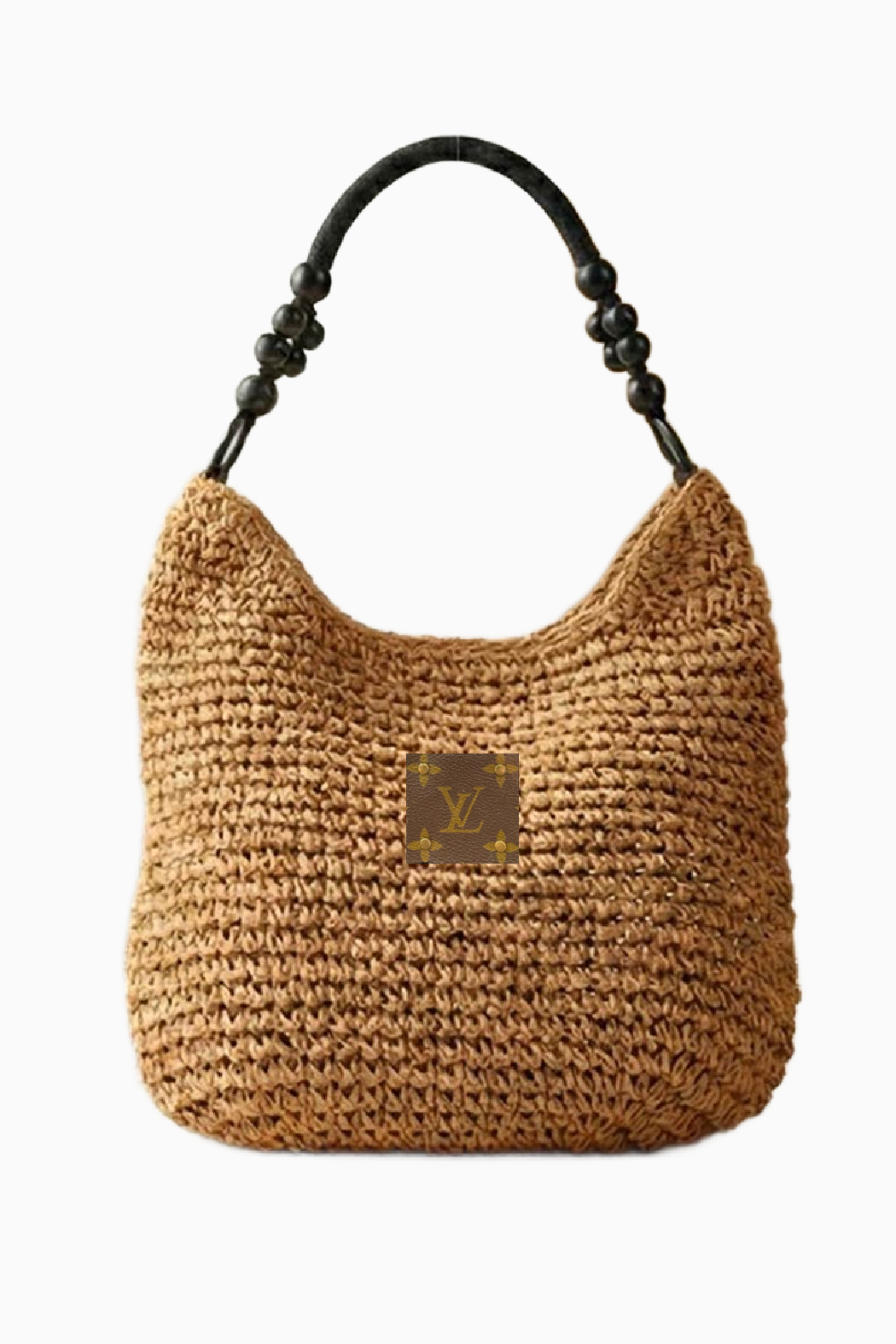 Upcycled Bead and Straw Shoulder Bag