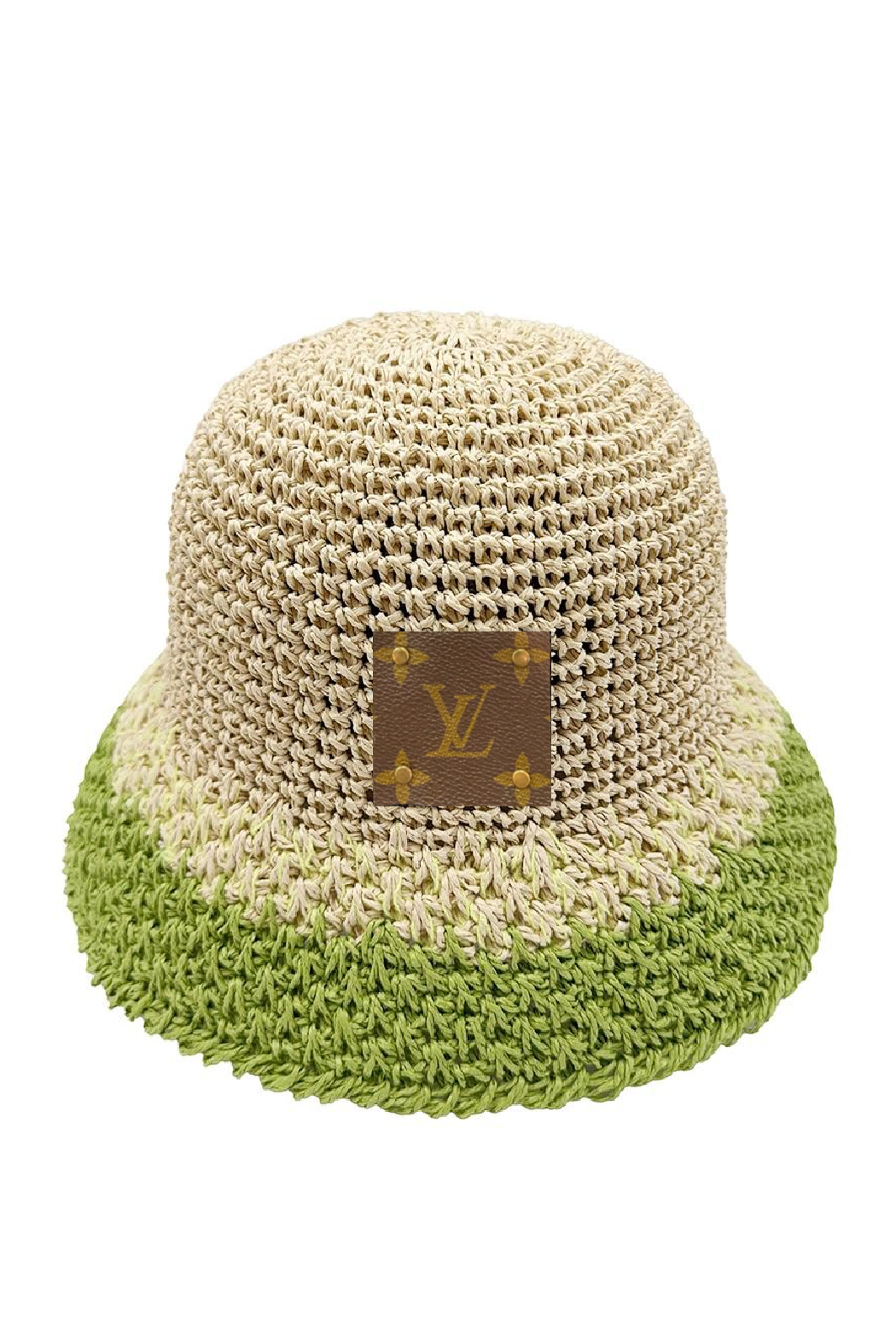 Upcycled Colorblock Straw Bucket Hat