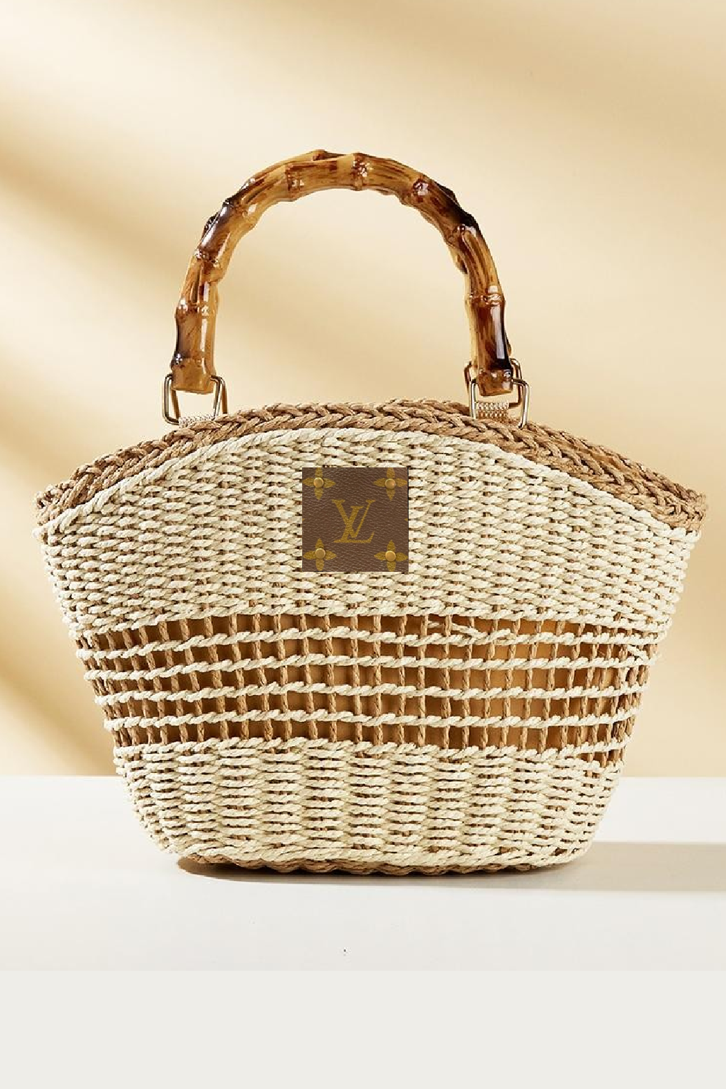 Upcycled Bamboo Handle Straw Bag