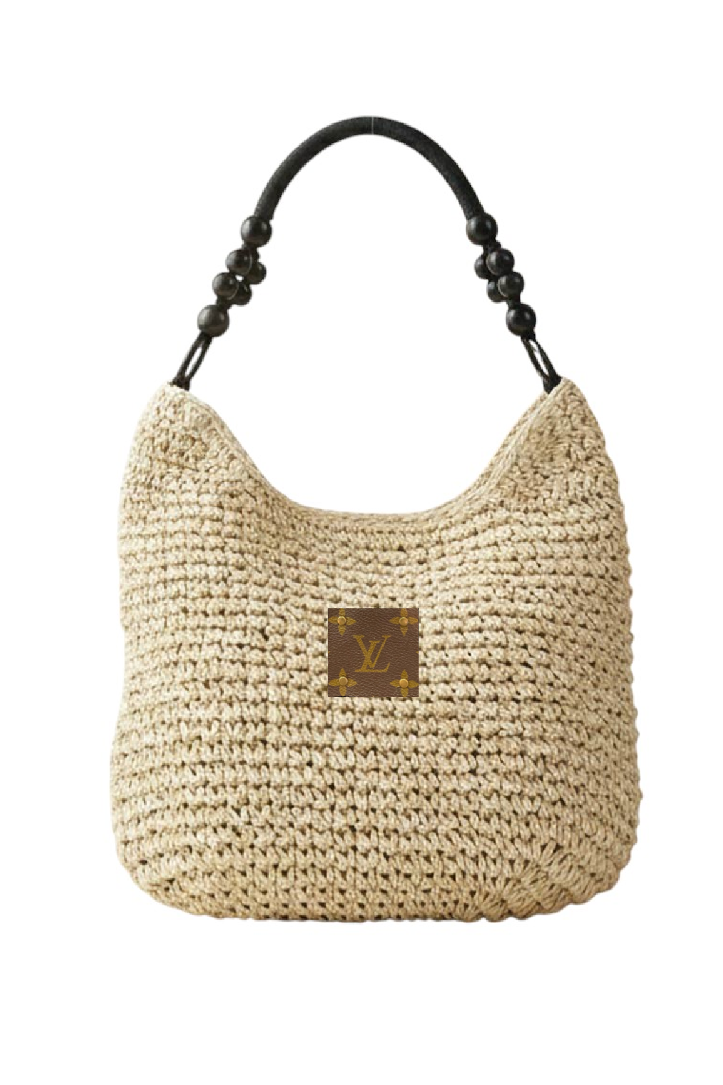 Upcycled Bead and Straw Shoulder Bag