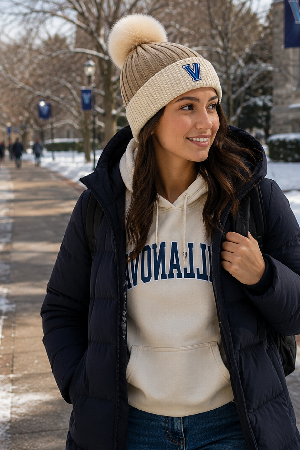Villanova Genuine Fur Pom Beanie