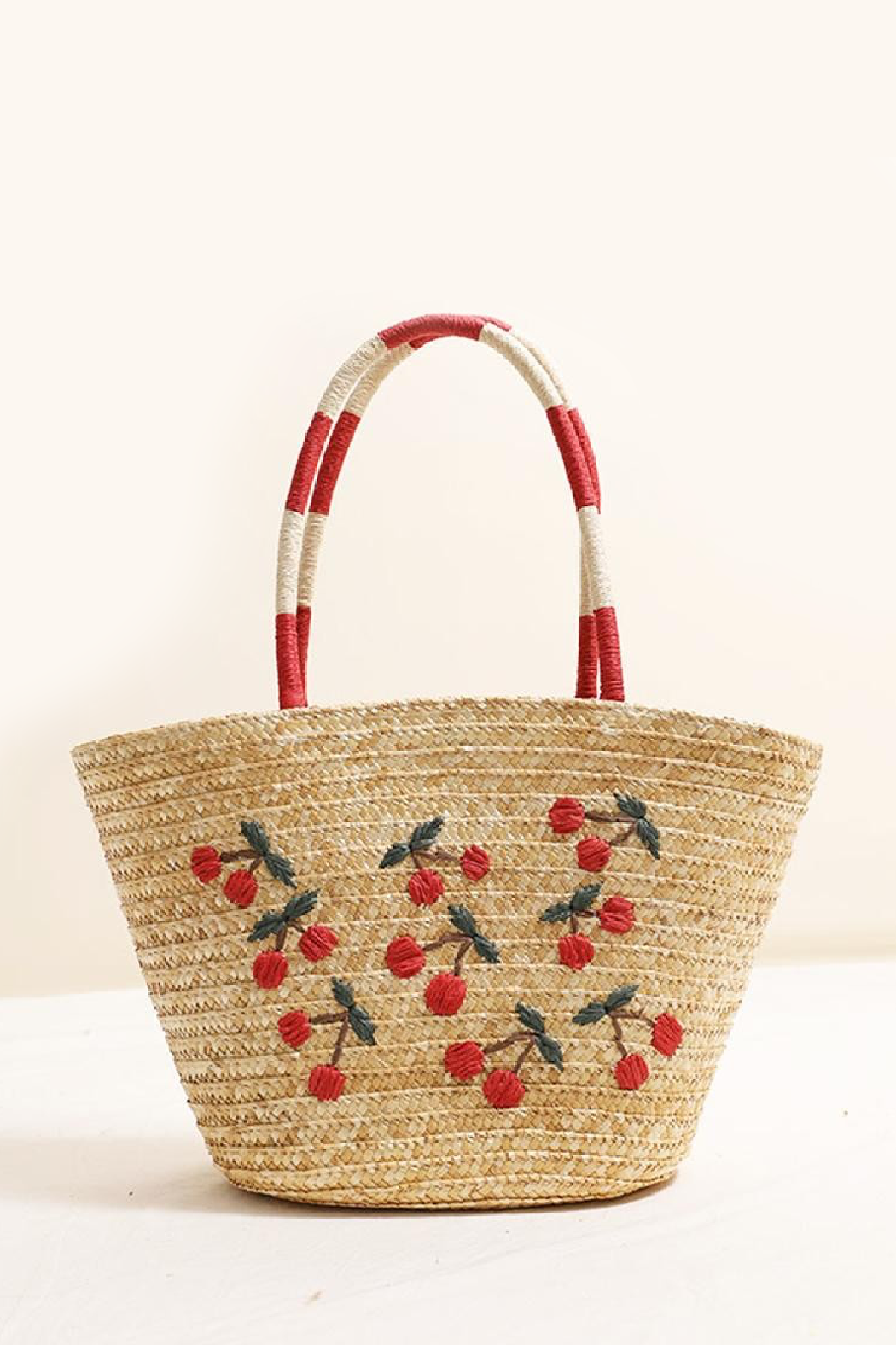 Vintage Look Straw Cherry Tote