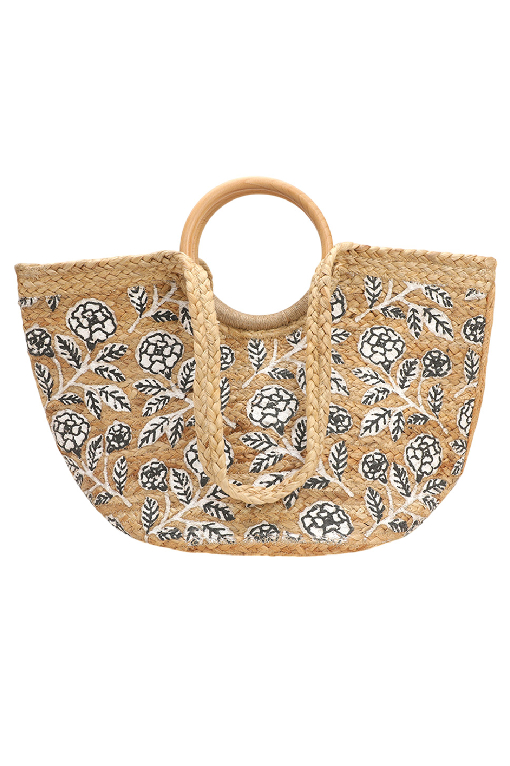 Floral Straw Tote Bag