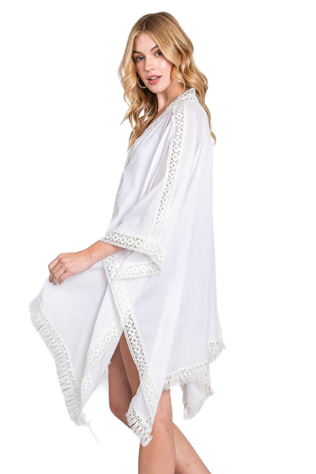 Lace and Tassel Trim Cover-Up