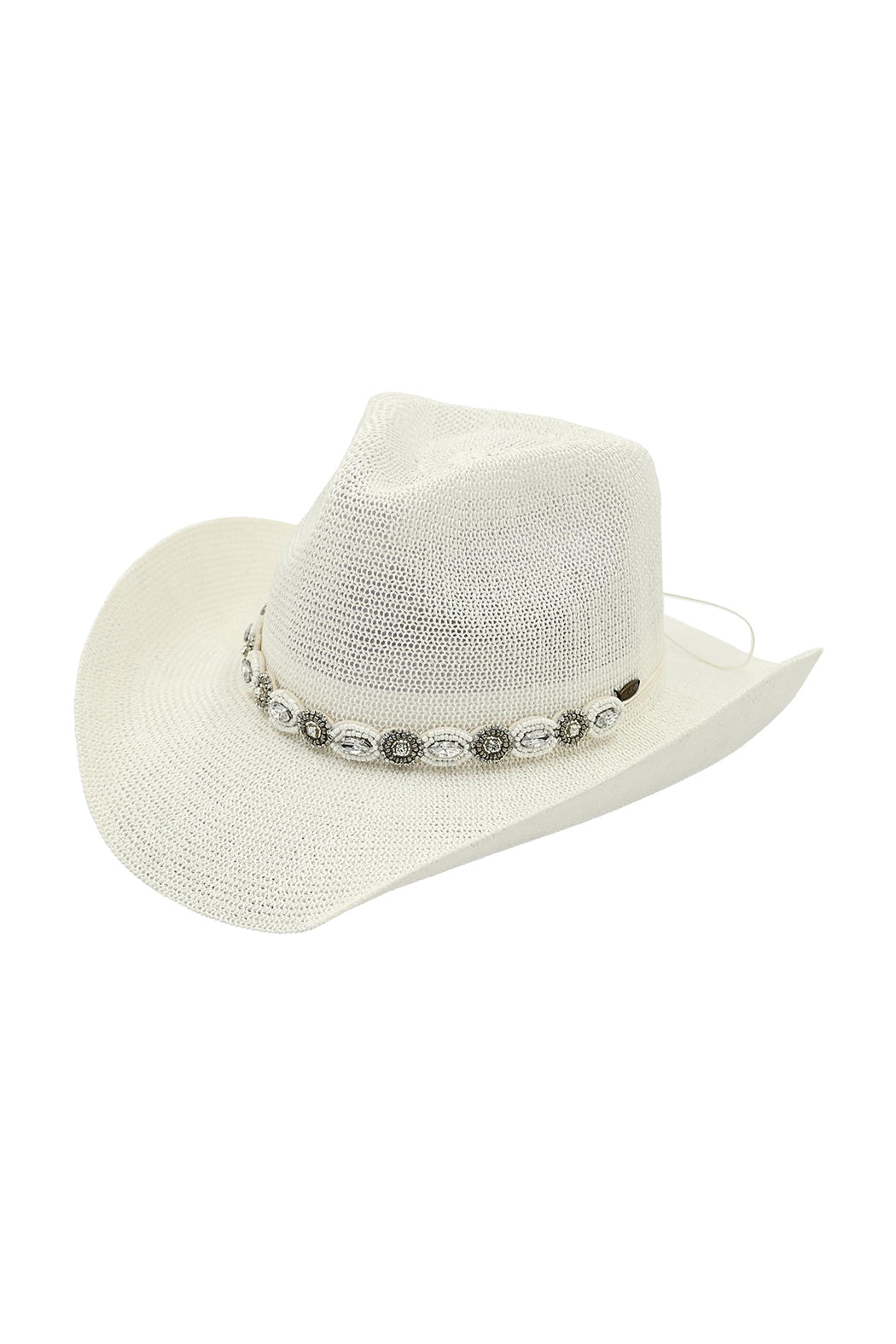 Jeweled White Cowgirl Straw Hat