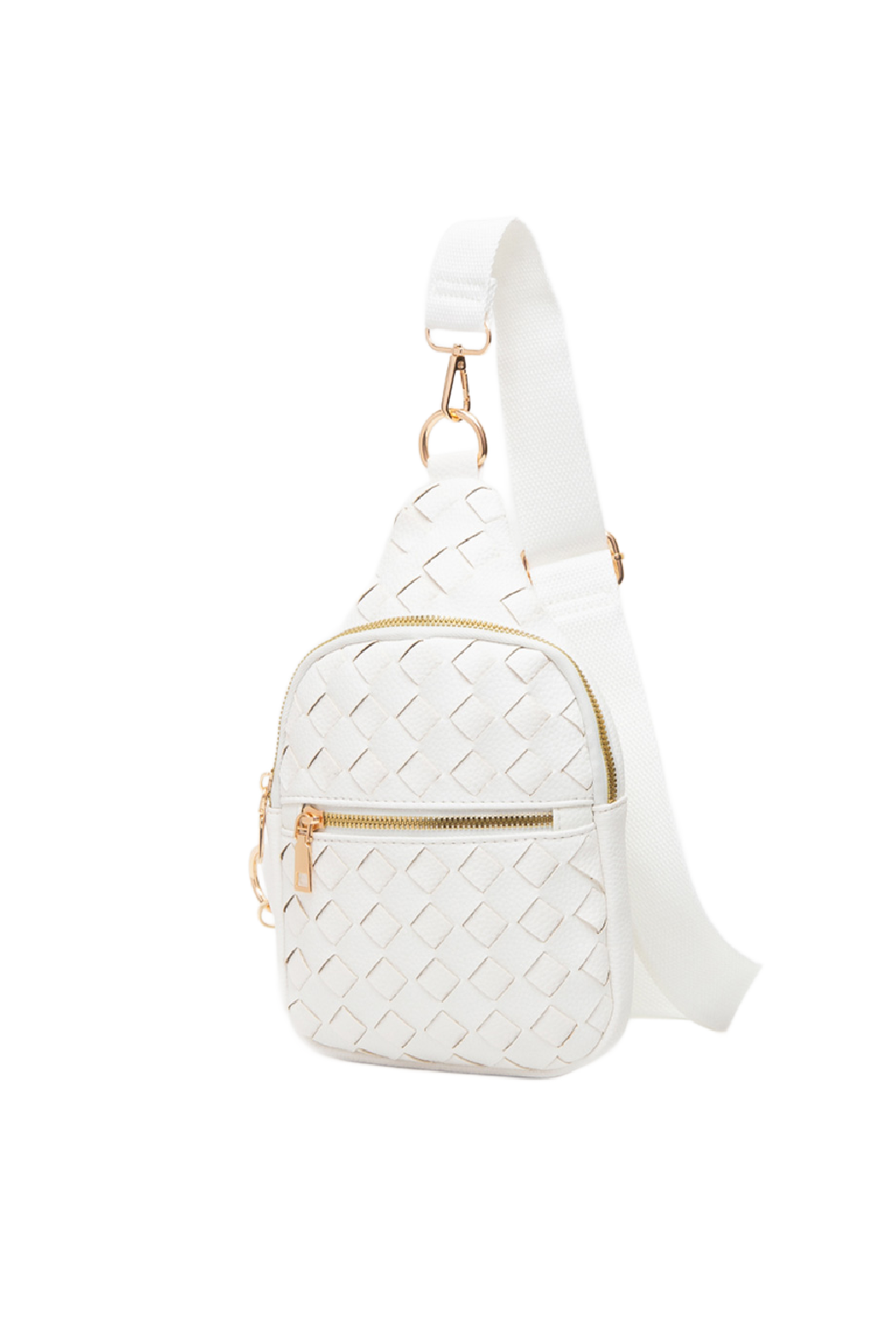 Woven Vegan Leather Sling Bag