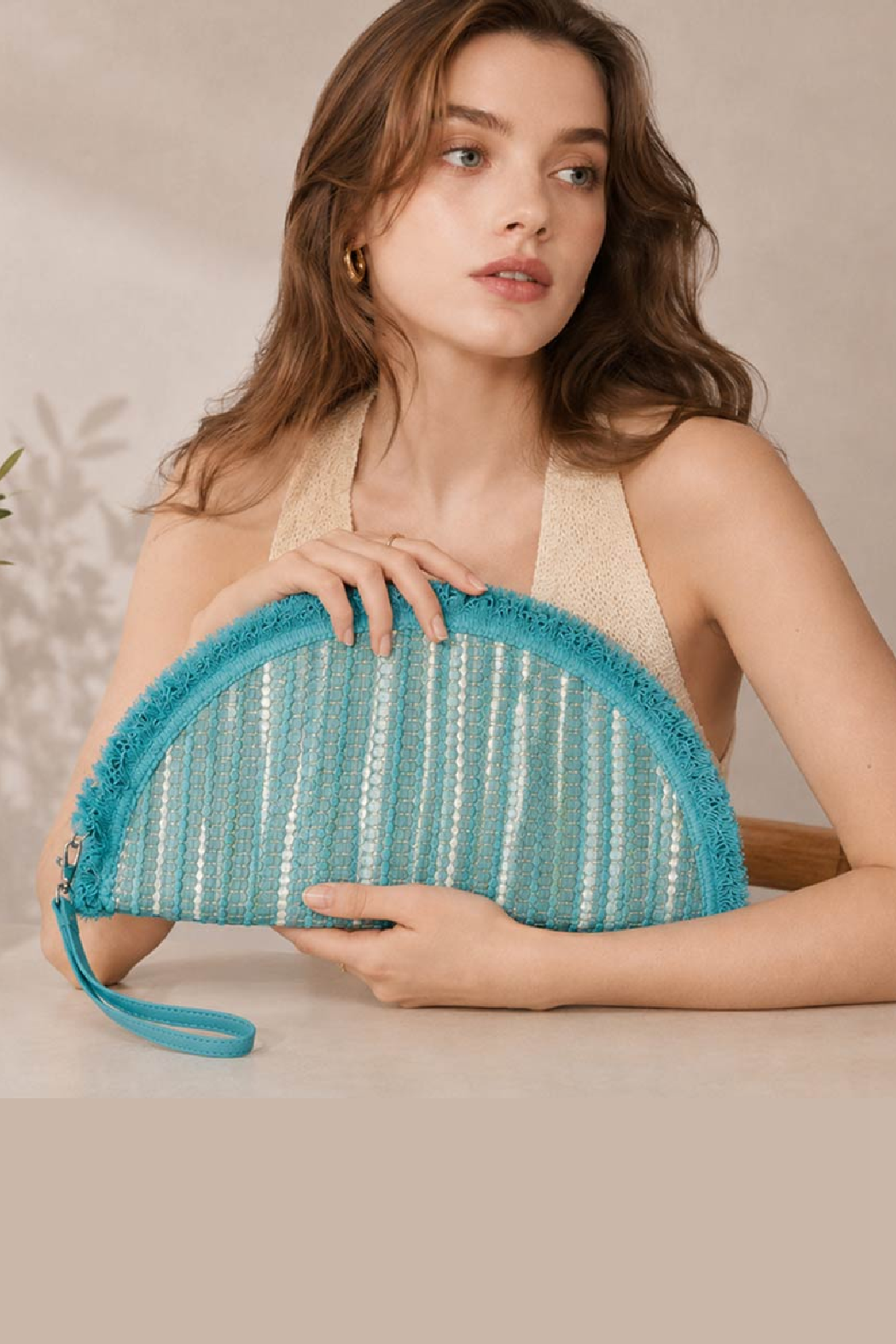 Texture Half Moon Wristlet
