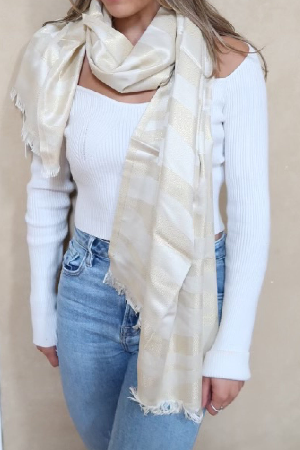 Wide Waves Gold Scarf