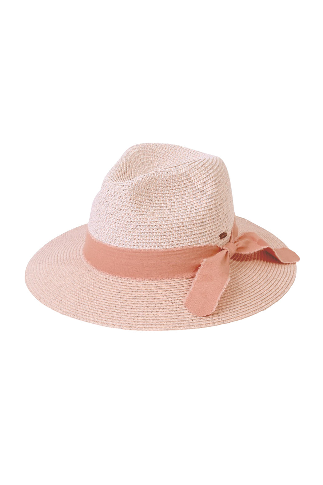 2 Tone Frayed Ribbon Straw Panama