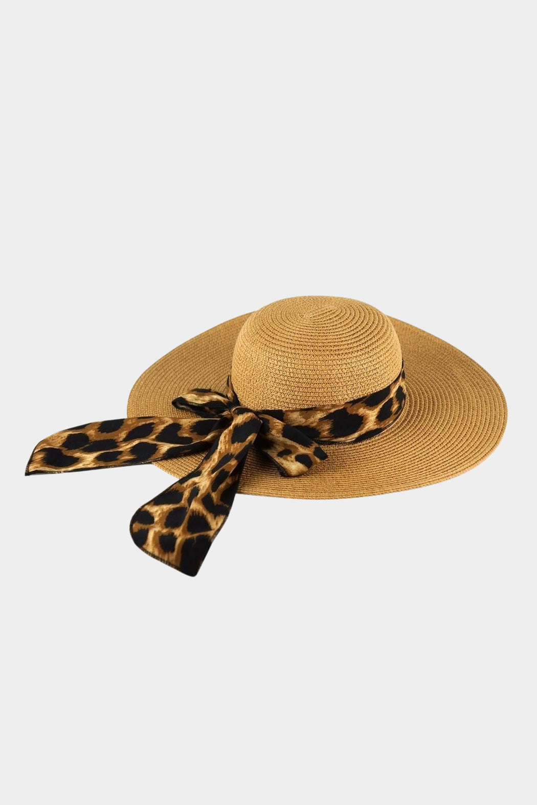 Leopard Print Banded Straw Hat