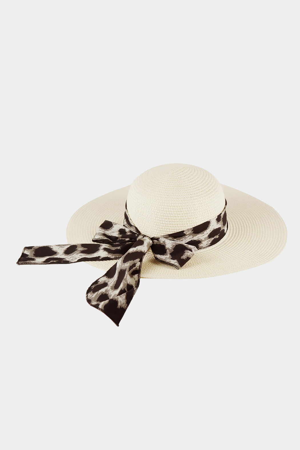 Leopard Print Banded Straw Hat