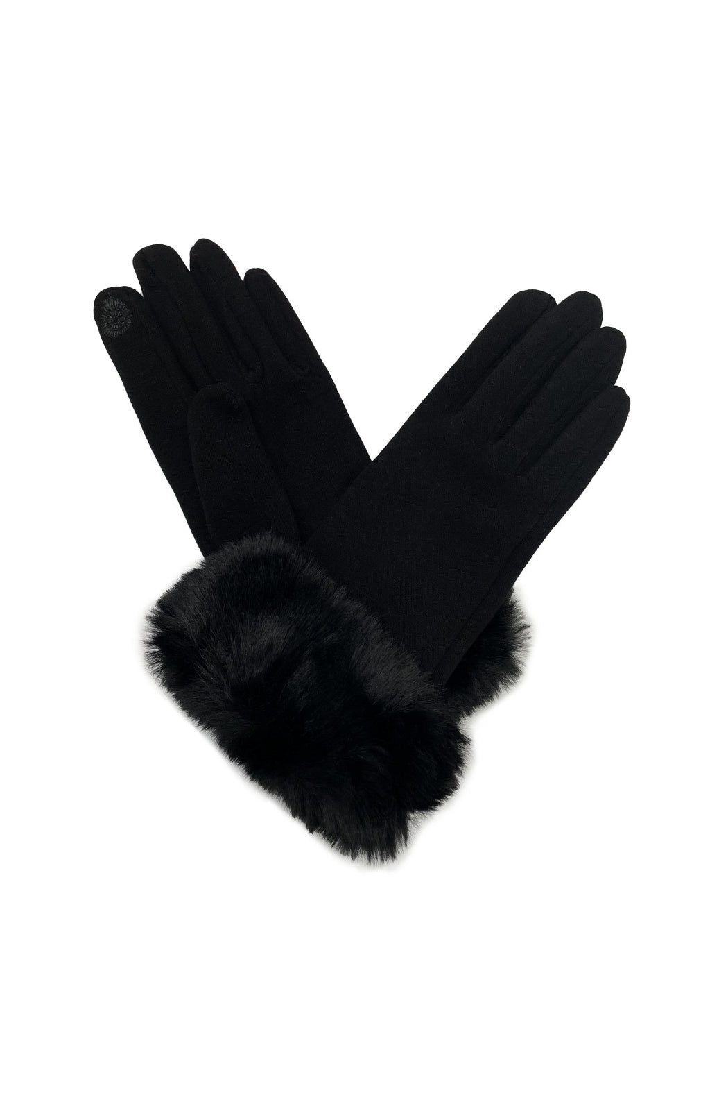 Black Faux Fur Texting Gloves