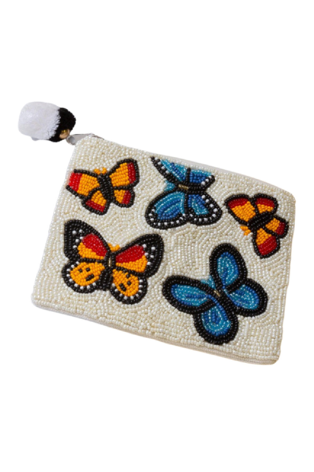 Fluttering Butterflies Beaded Pouch Bag