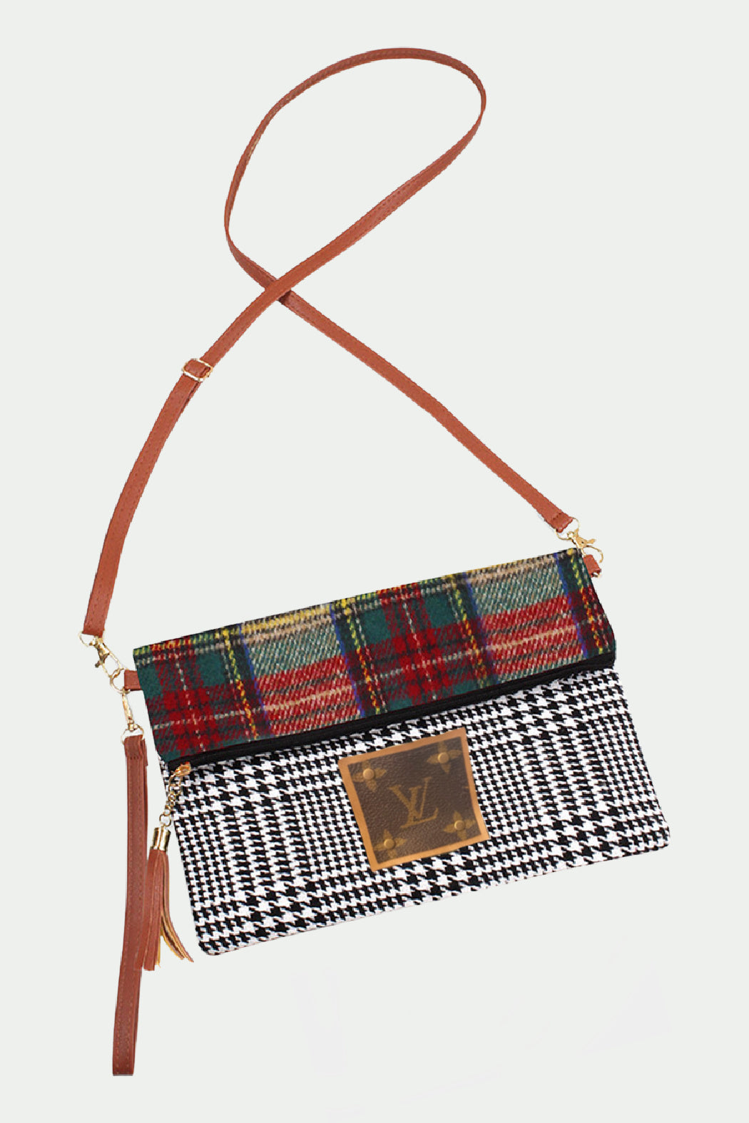 3 -in-1 Tartan Plaid and Houndstooth Cross Body Bag - Embellish Your Life 