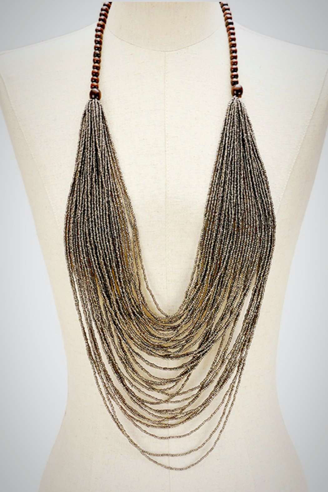 Wooden Gray Beaded Necklace - Embellish Your Life 
