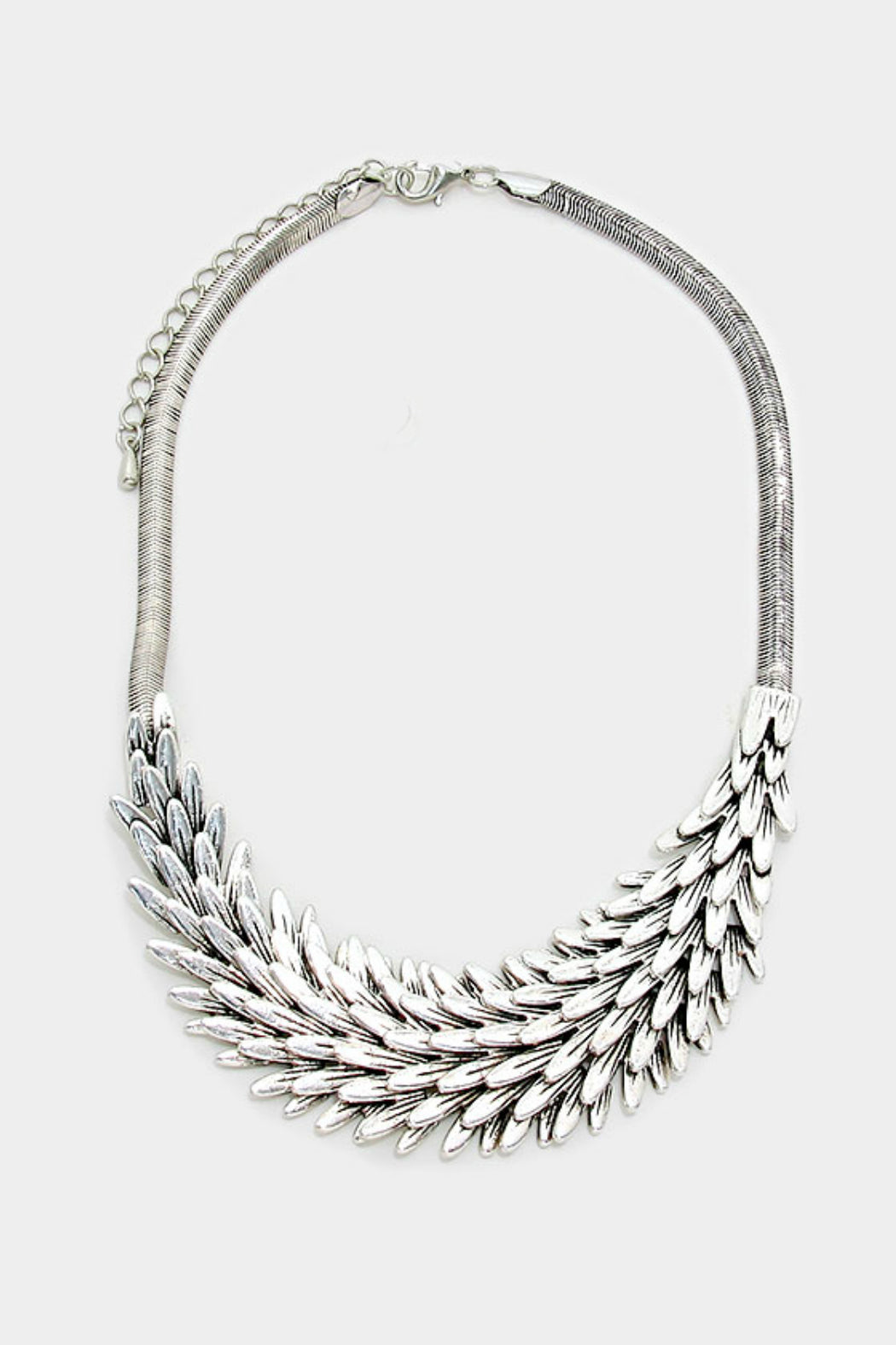 Antique Silver Feathered Necklace - Embellish Your Life 