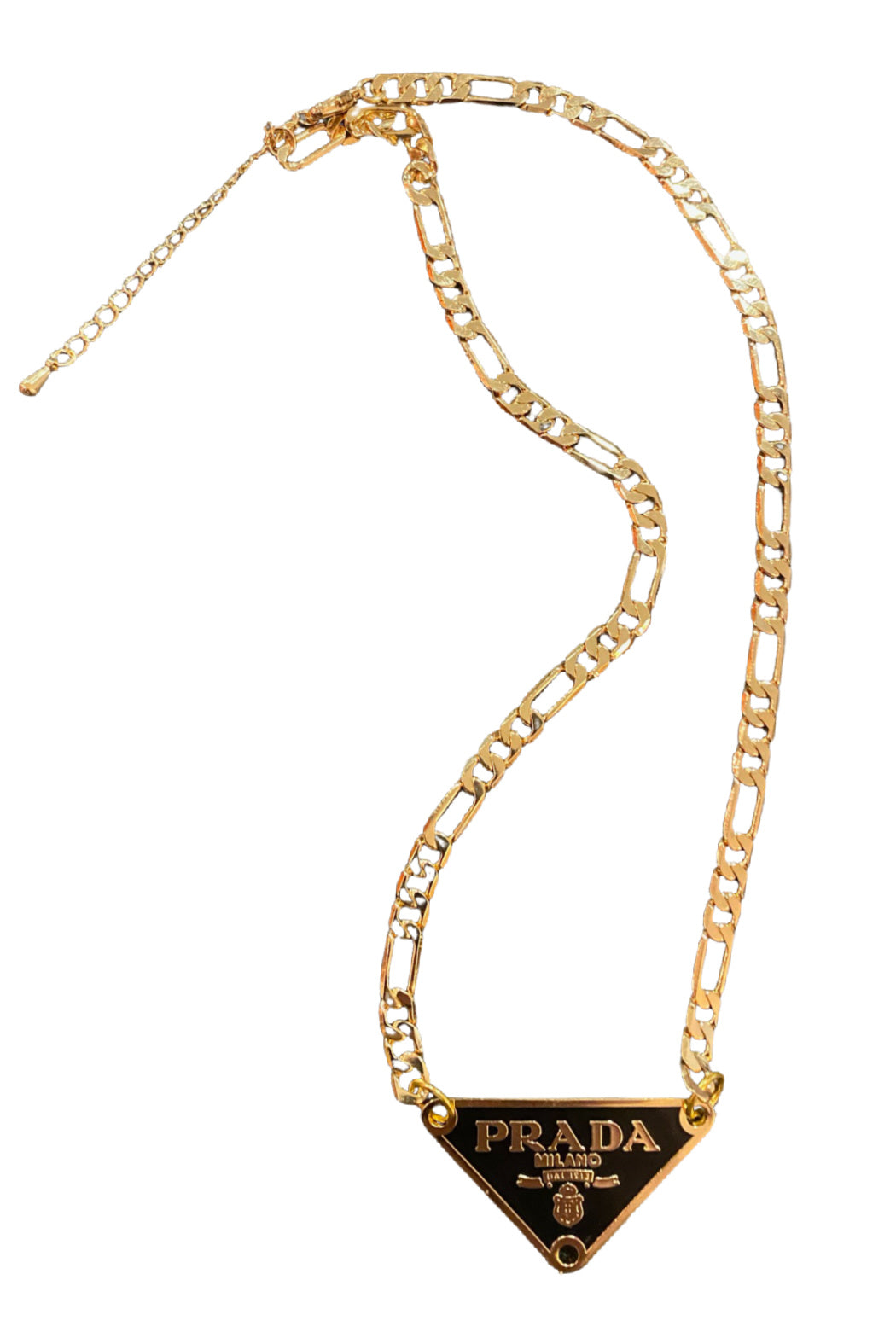 Gold Prada Designer Triangle Necklace