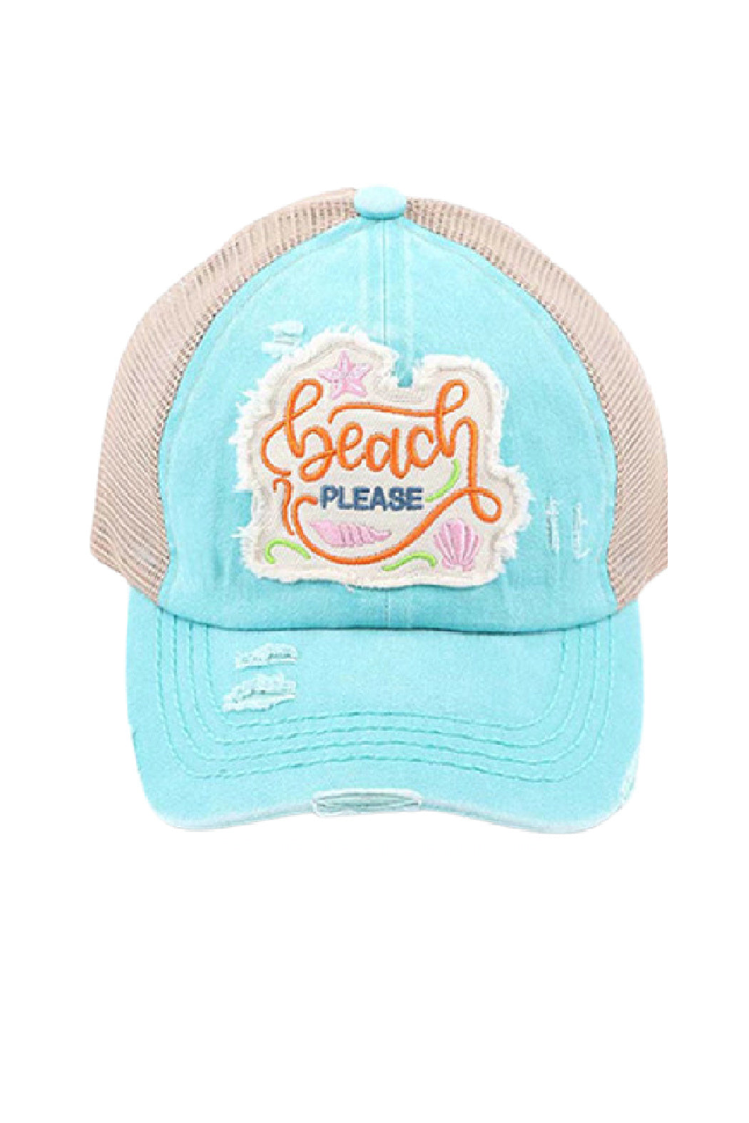 Beach Please Distressed Cap