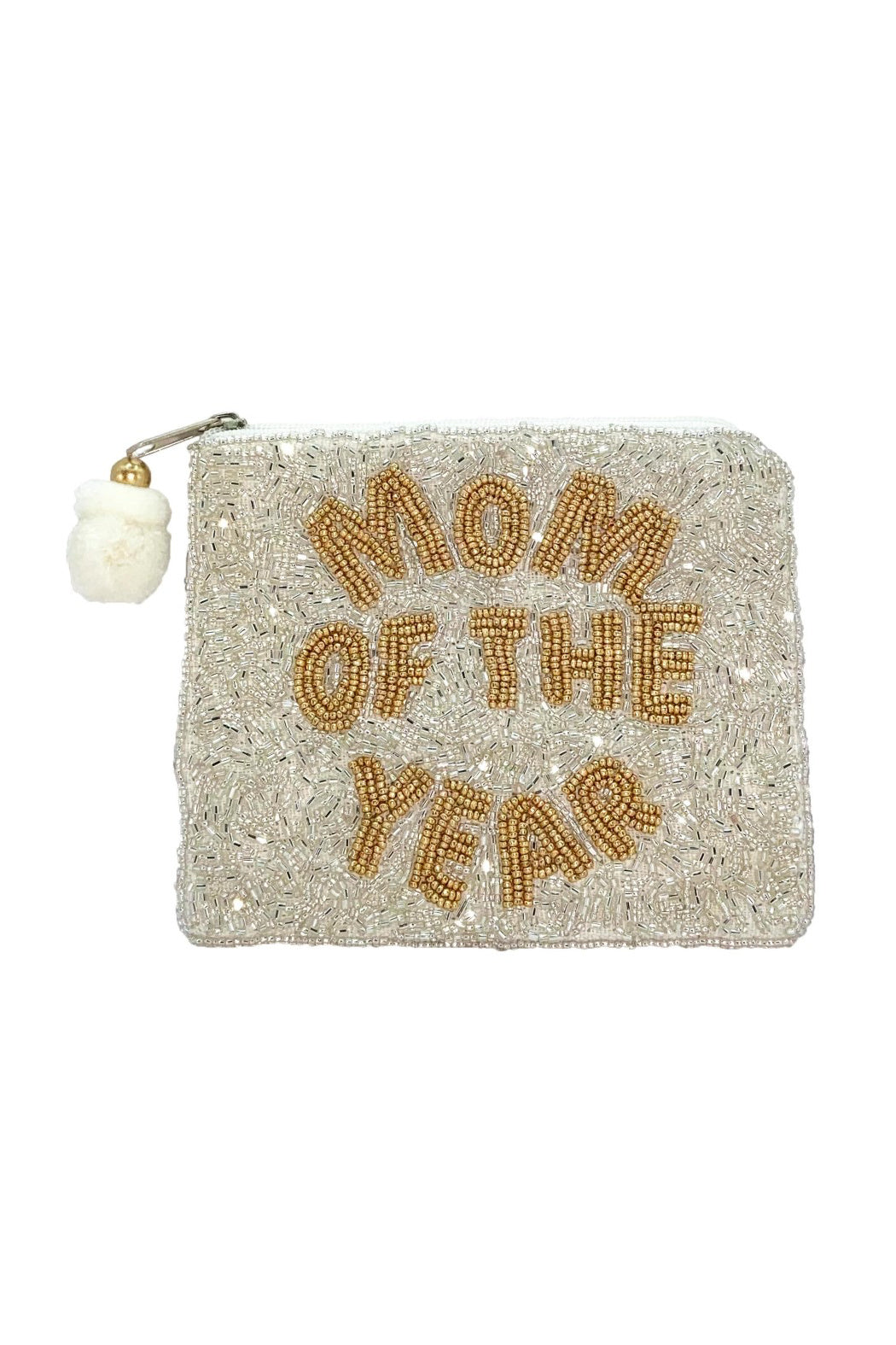 Mom of the Year Beaded Pouch Bag