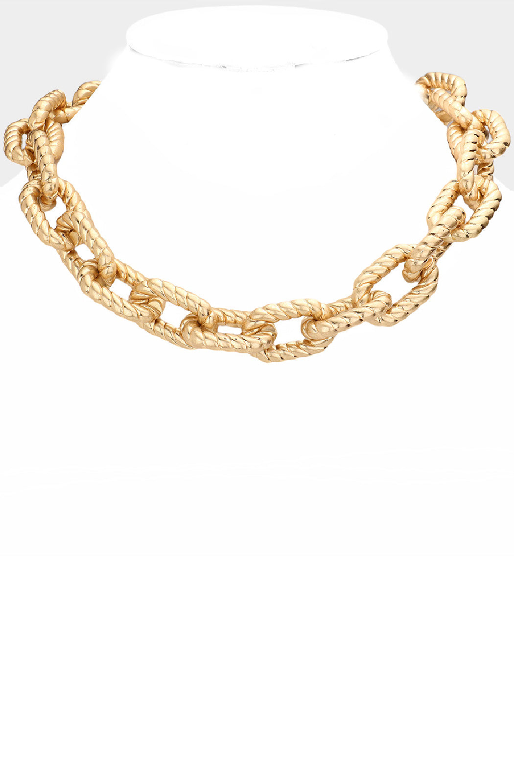 Gold Textured Link Necklace