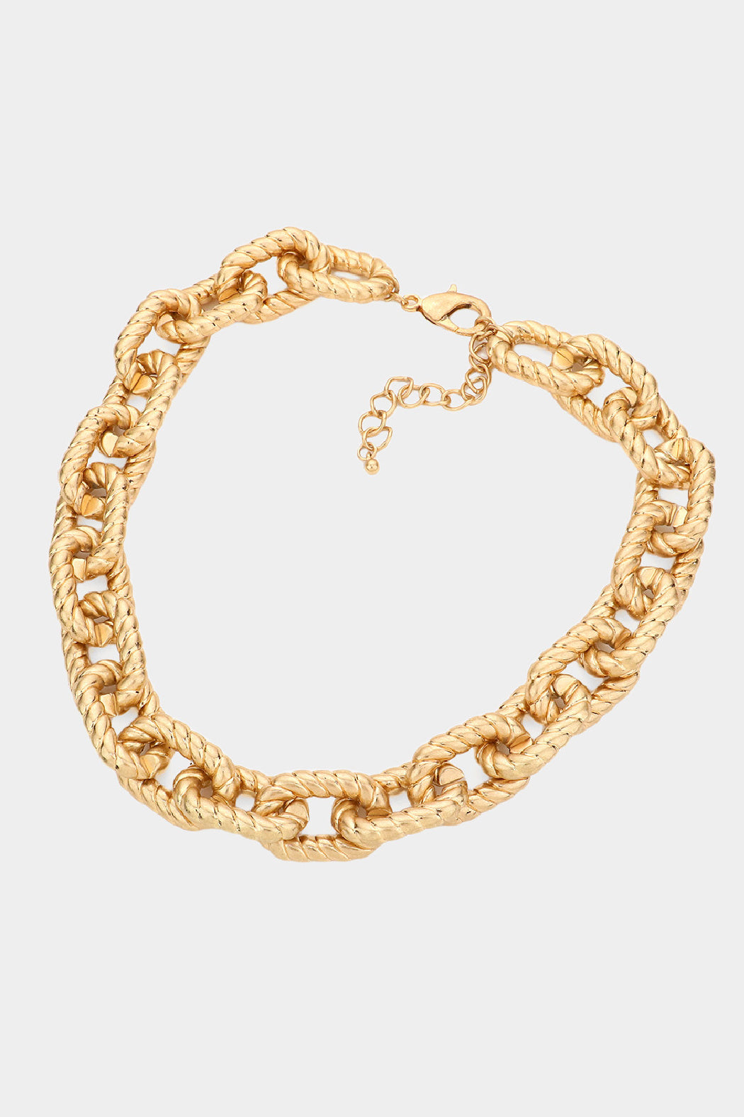 Gold Textured Link Necklace