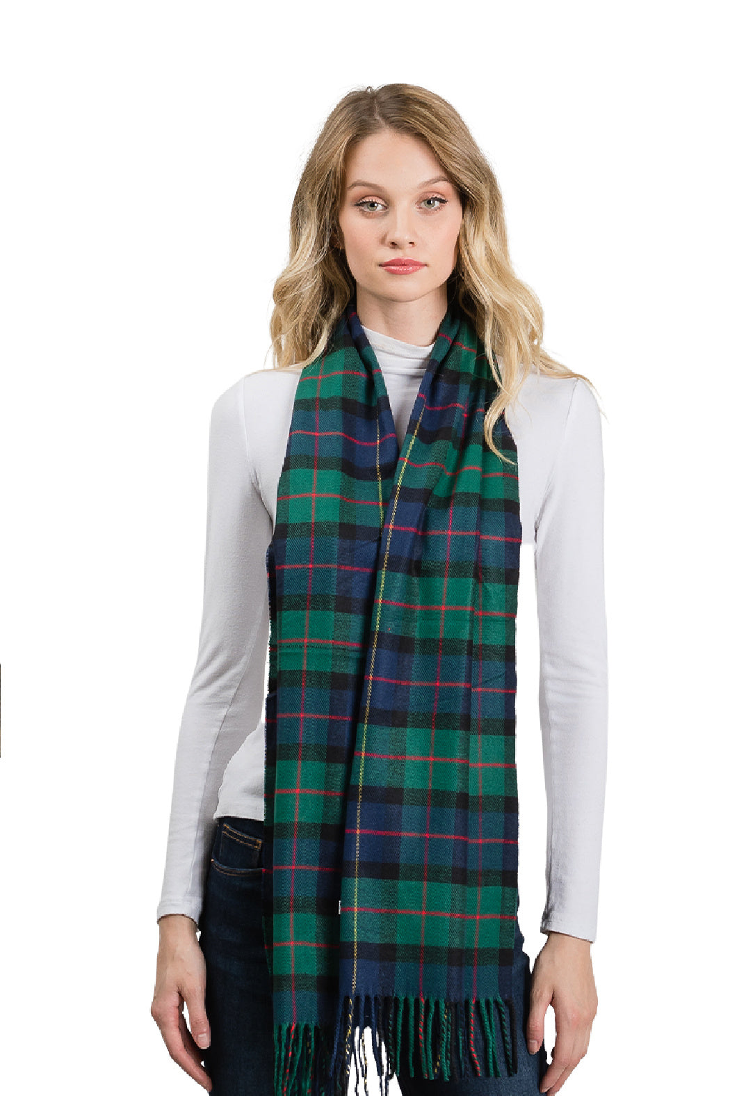 Green and Blue Plaid Scarf