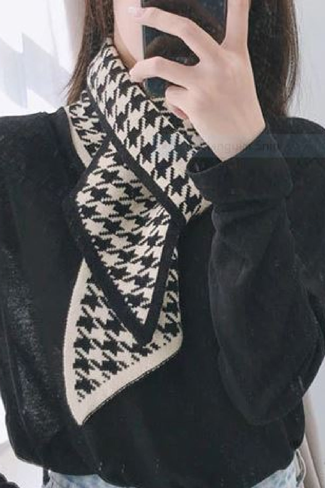 Houndstooth Narrow Scarf - Embellish Your Life 
