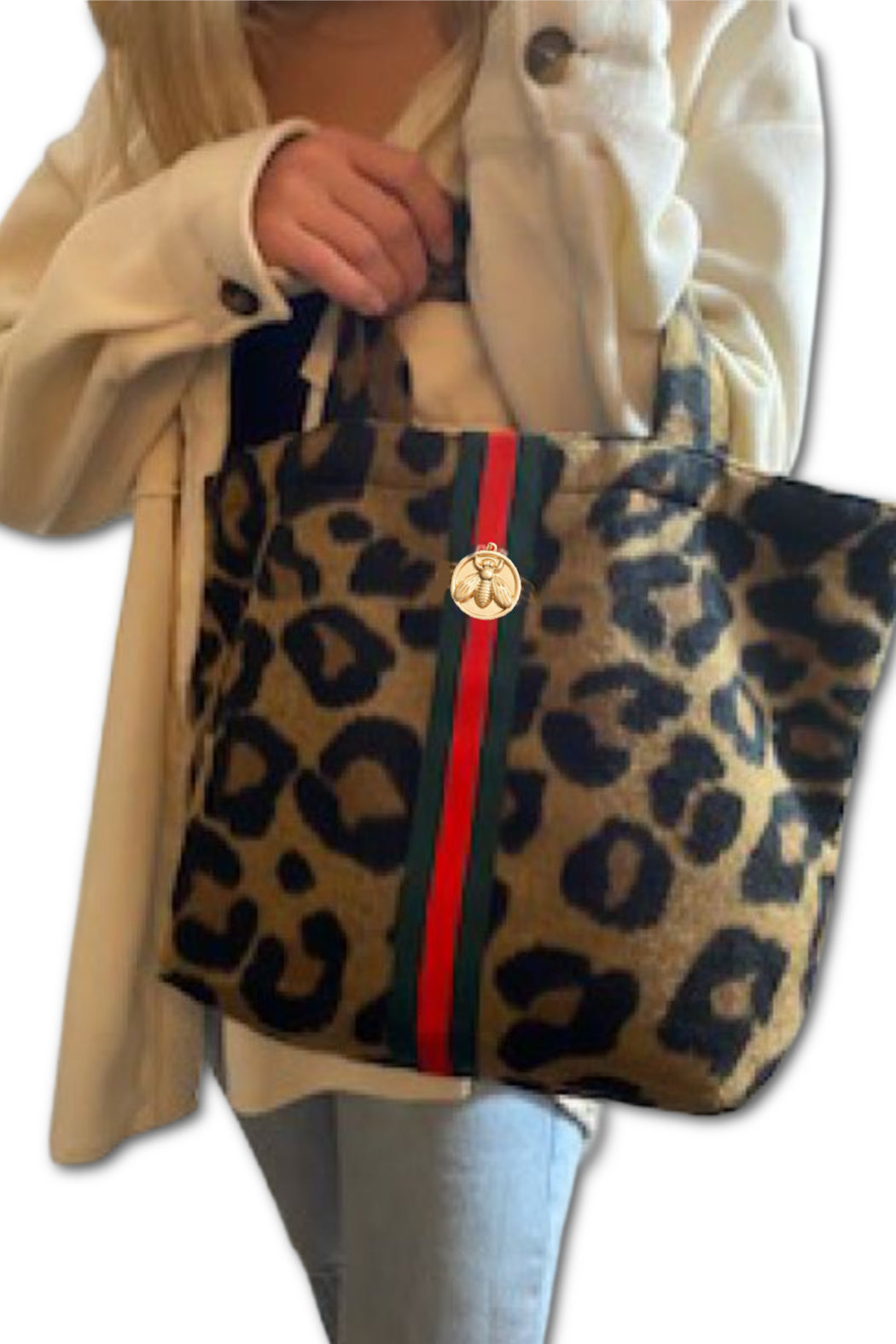 Little Leopard with Striped Band and Bee Tote Bag