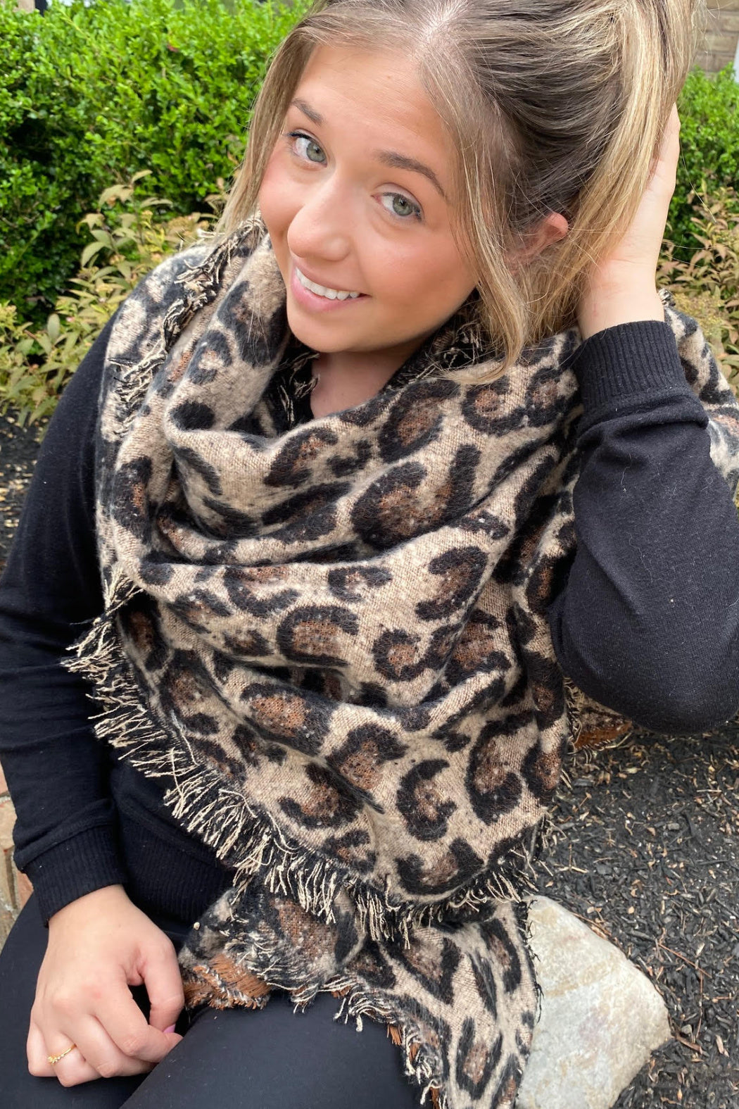 Oversized Leopard Knit Scarf