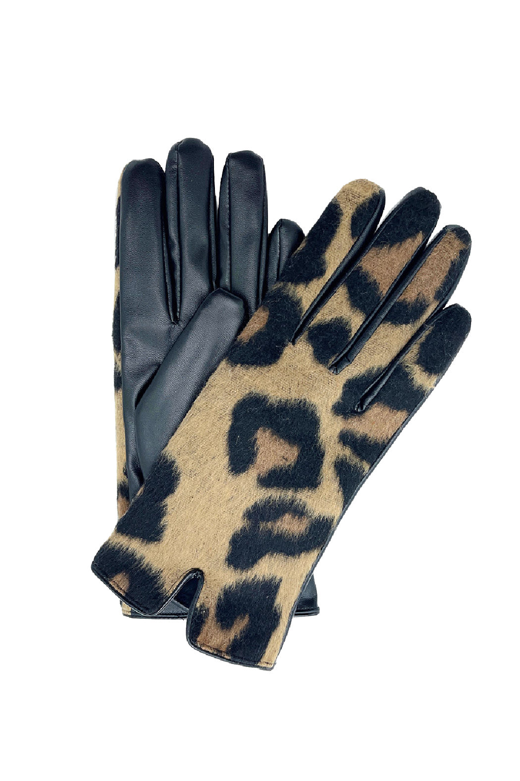 Vegan Leather and Leopard Smart Gloves