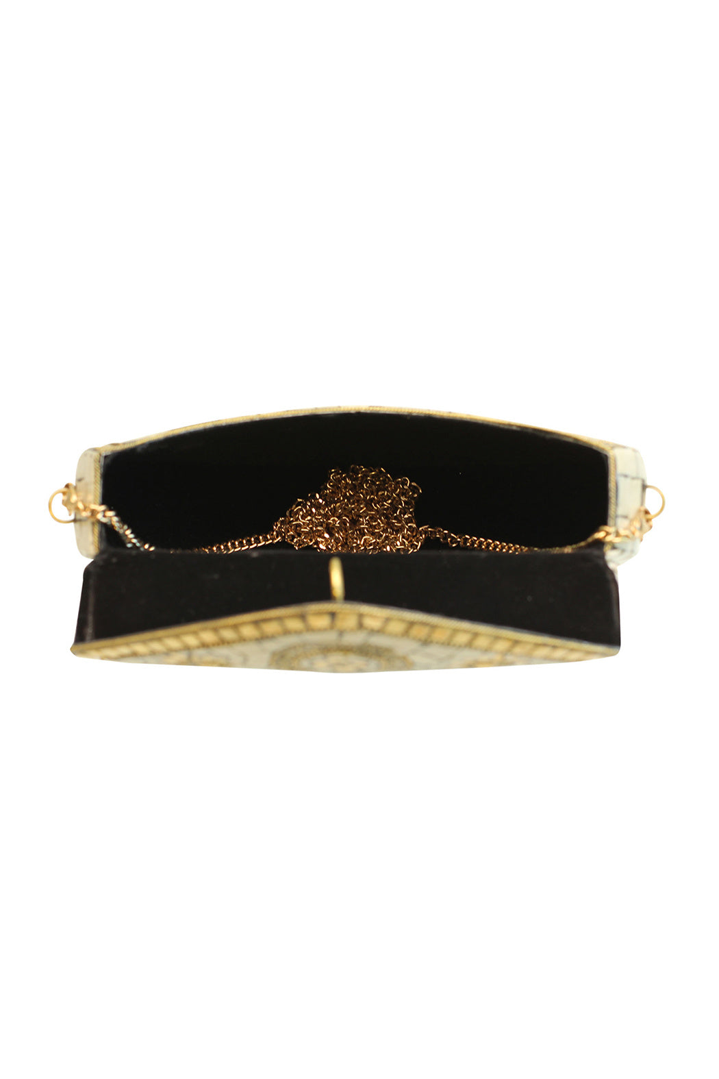 Decorative Mosaic and Metal Stone Clutch Crossbody Bag