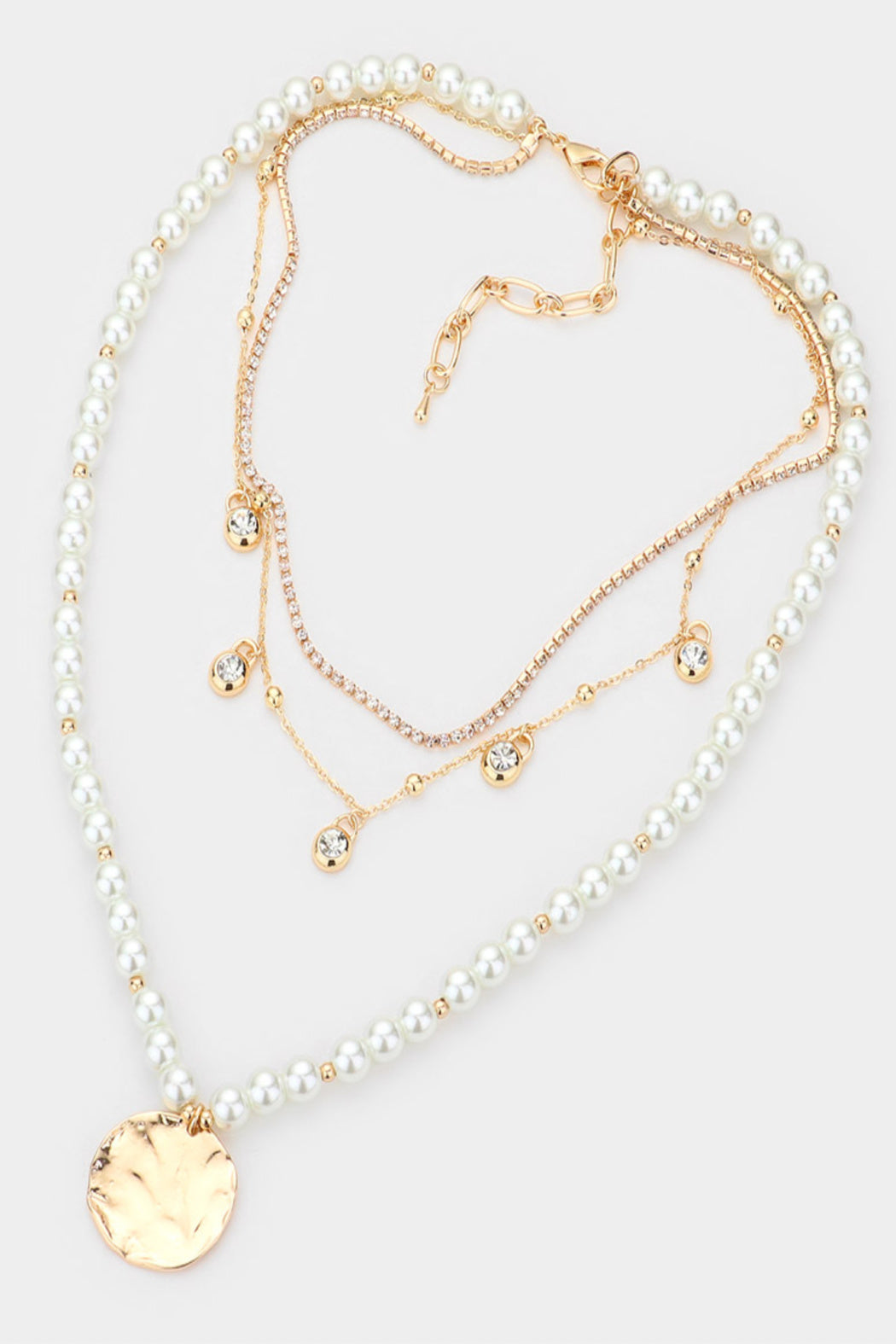 Pearl and Crystal 3 Layer Necklace