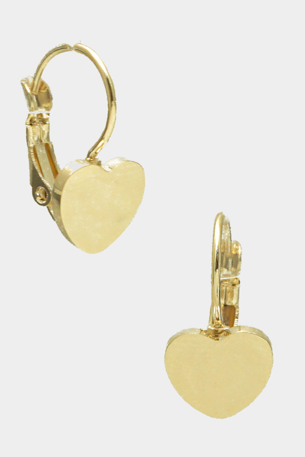 Gold Heart Leverback Earrings