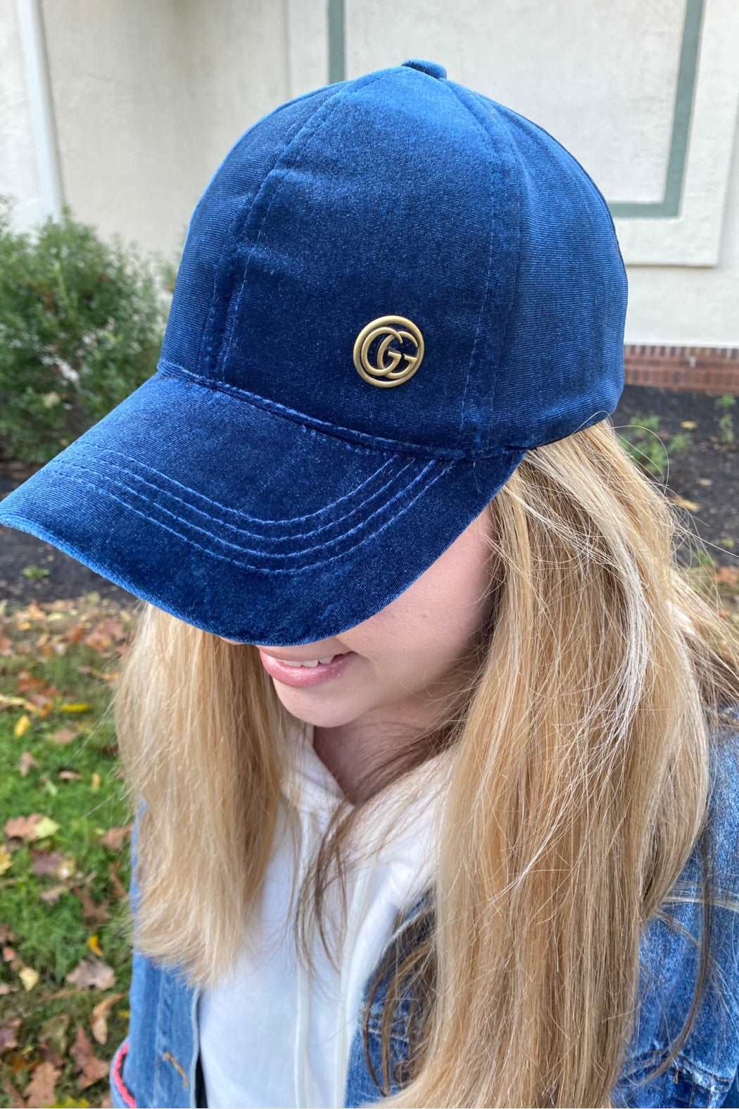Up-Cycled Gucci Button on Velvet Cap - Embellish Your Life 