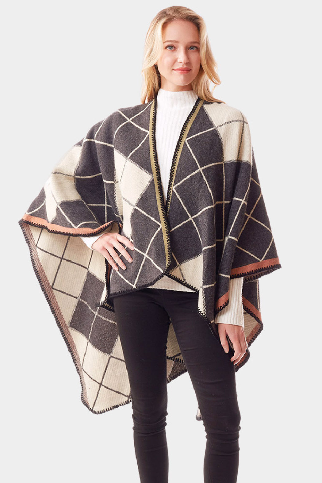 Diamond Plaid Knit Wrap